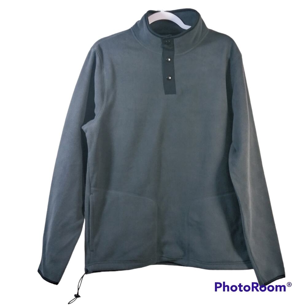 Old Navy Mens Gray Micro Fleece 1/4 Button Pullover Size L